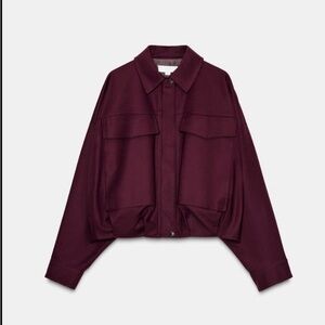 Zara Deep Burgundy Bomber Jacket | Size S | NWT